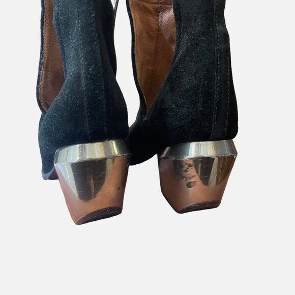 Jeffrey Campbell Orwell 2M Black Suede Silver Heel Ankle Boots Women's size 9 - Picture 6 of 7